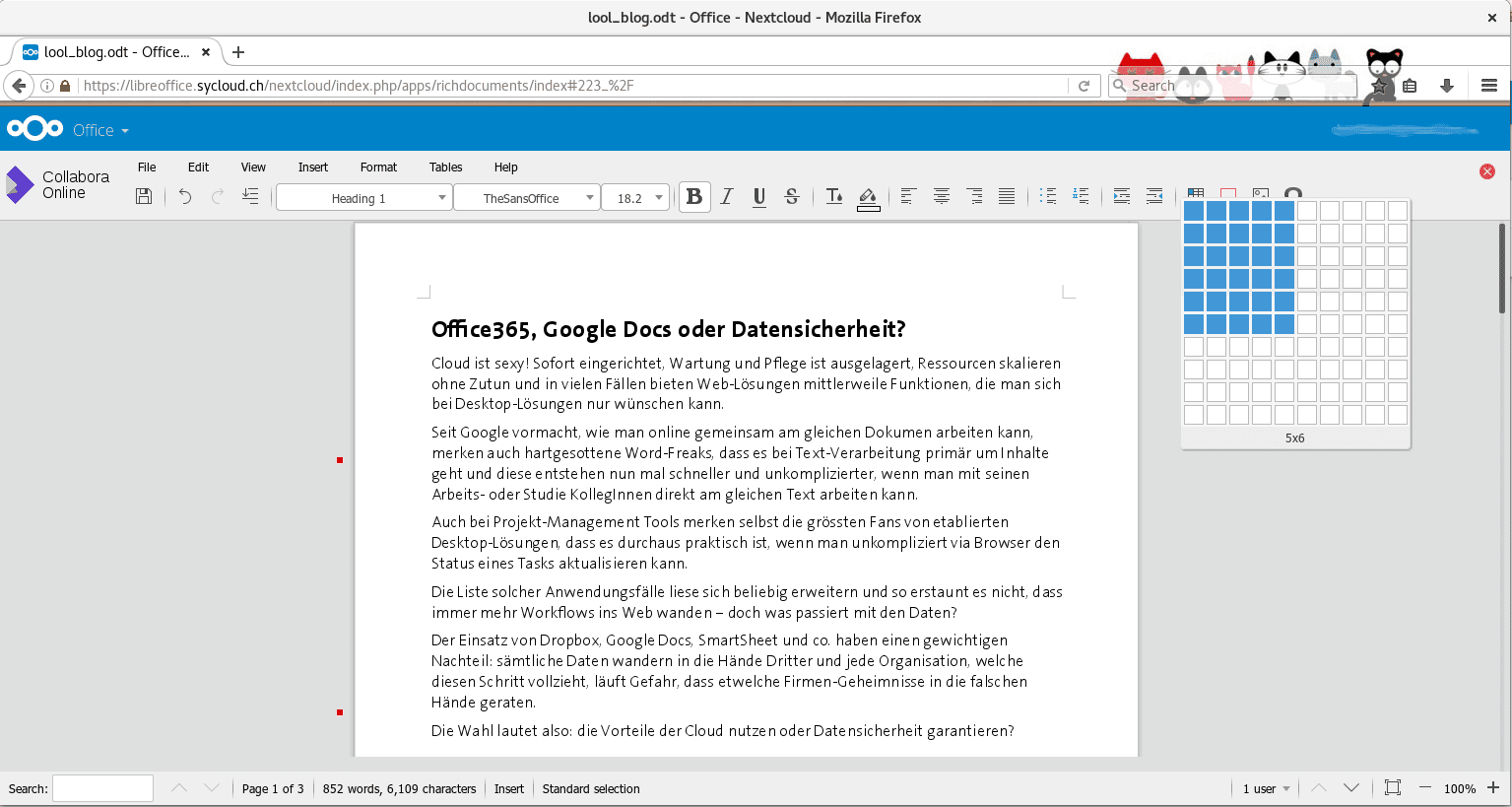 Collabora Online embedded into Nextcloud
